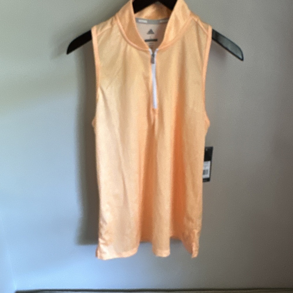adidas 1/4 Zip Sleeveless Golf Polo, Women's Size L, Orange NEW MSRP $45